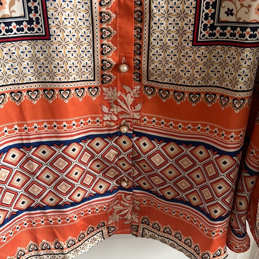 NWT Meritt Dig Deep Down Button Up In Orange Curves. - Picture 8 of 11